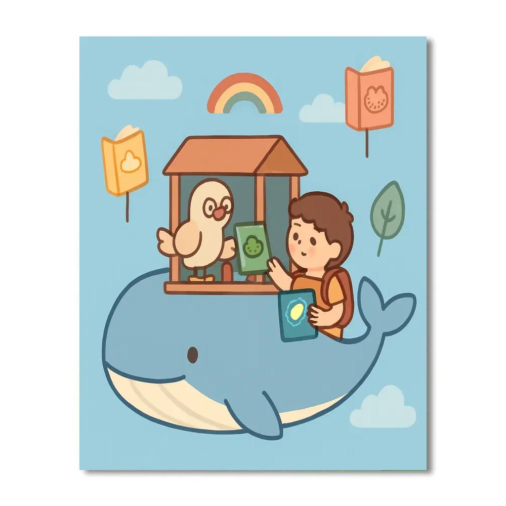 Sky Library On A Floating Whale Paint by numbers kits
