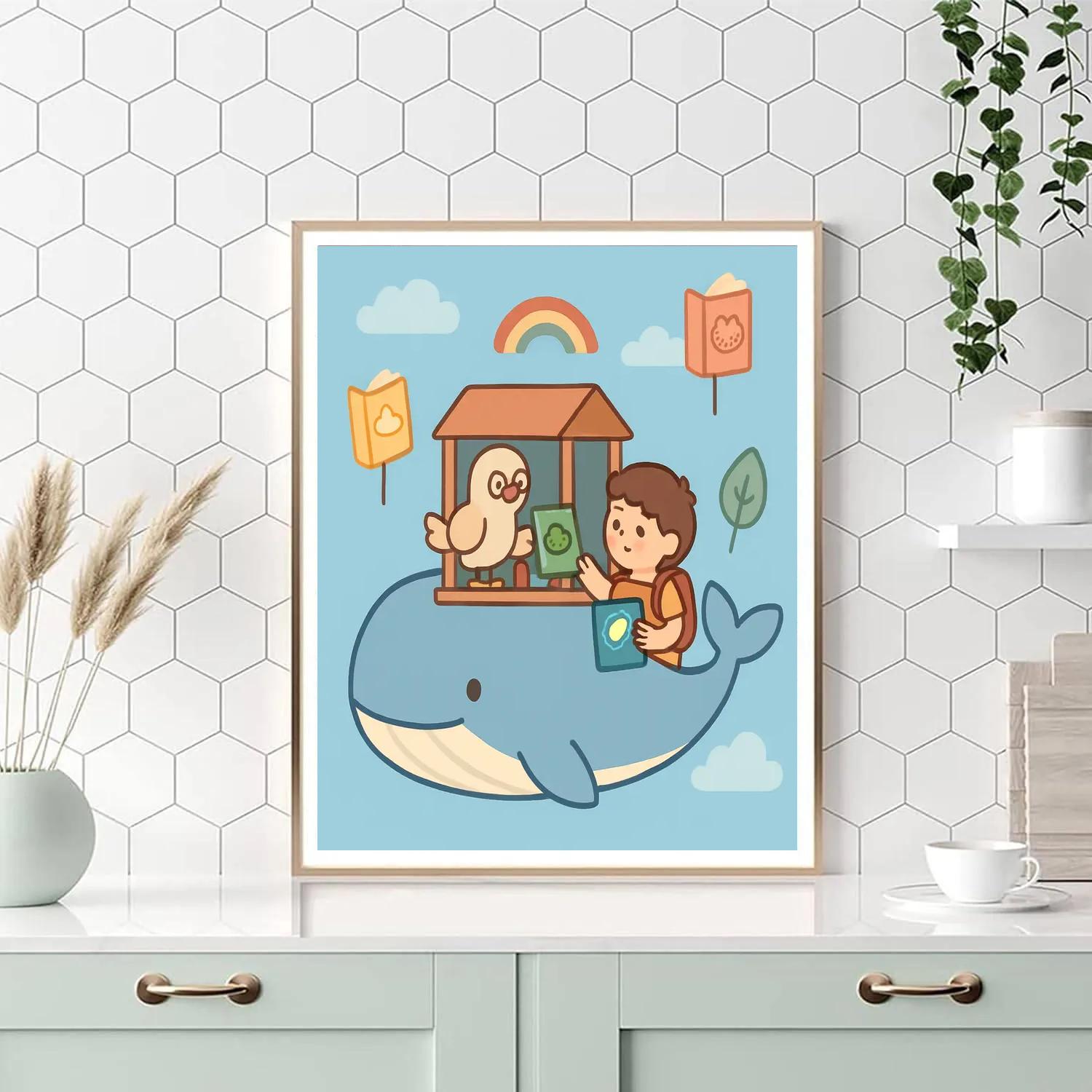 Sky Library On A Floating Whale Paint by numbers kits