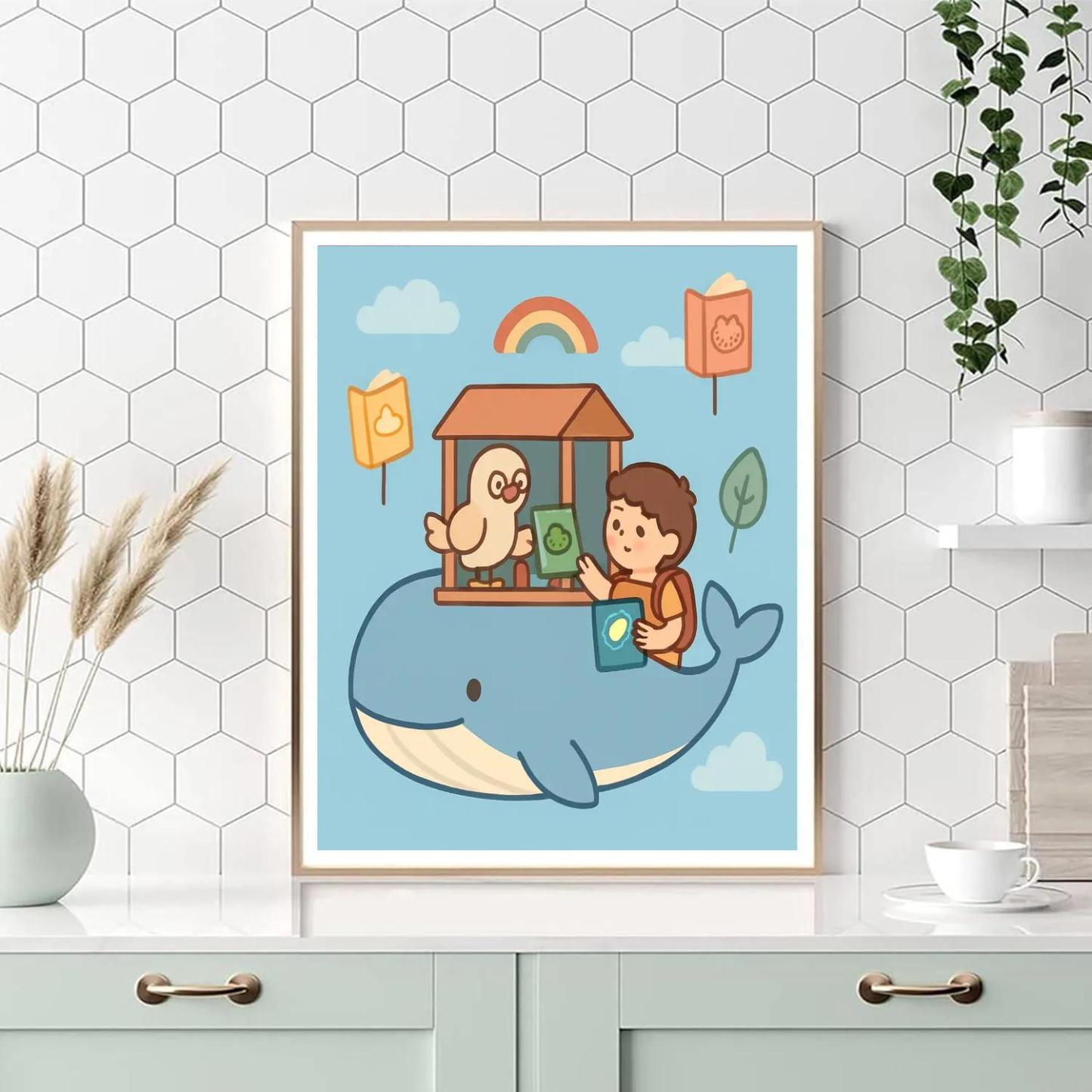 Sky Library On A Floating Whale Paint by numbers kits