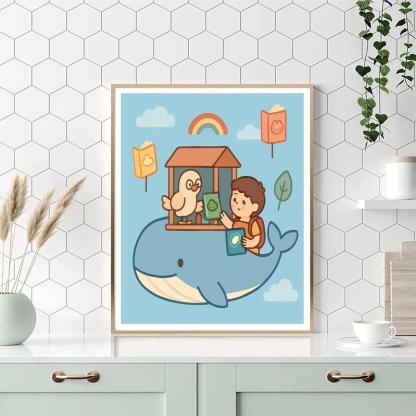 Sky Library On A Floating Whale Paint by numbers kits