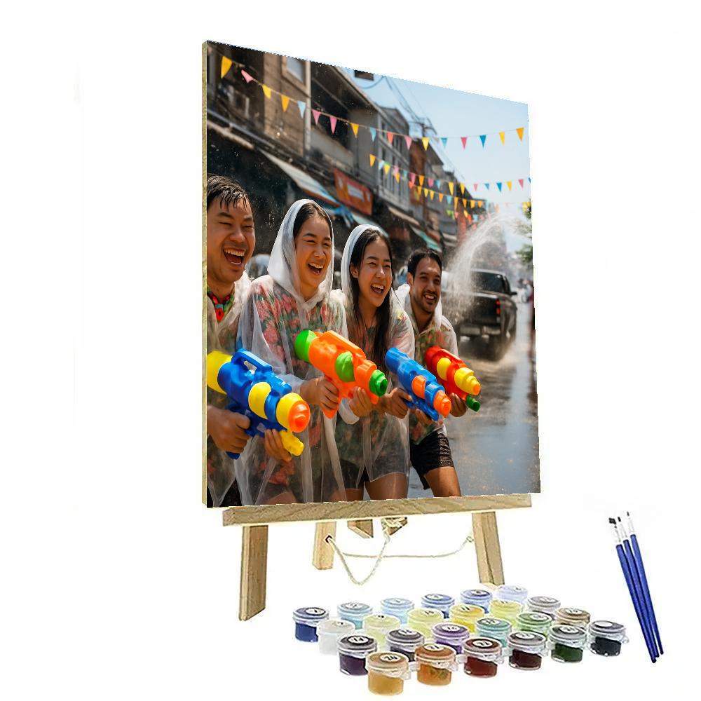 Songkran Water Festival Chiang Mai Street Painting by numbers kit