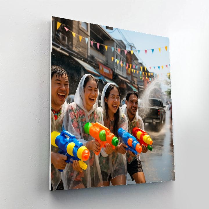 Songkran Water Festival Chiang Mai Street Painting by numbers kit