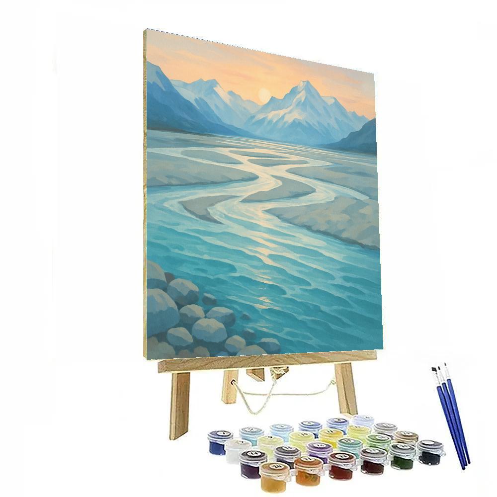 Glacier River Braids At Sunrise Painting by numbers kit
