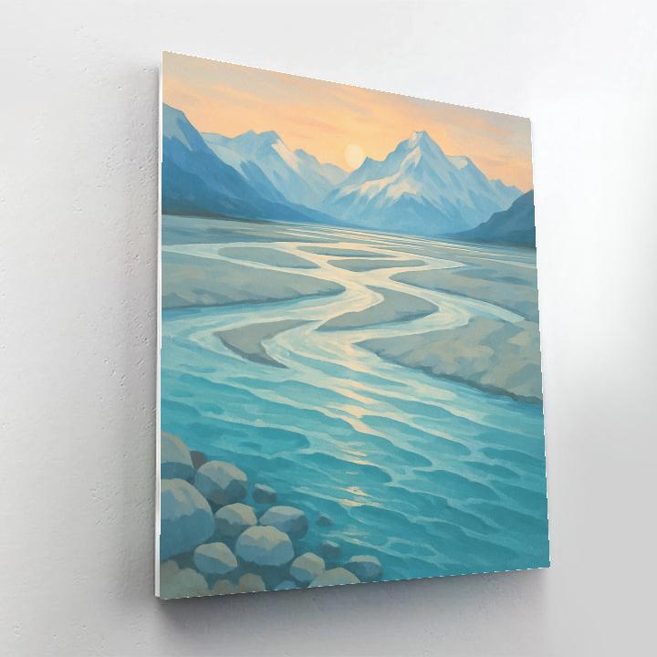 Glacier River Braids At Sunrise Painting by numbers kit