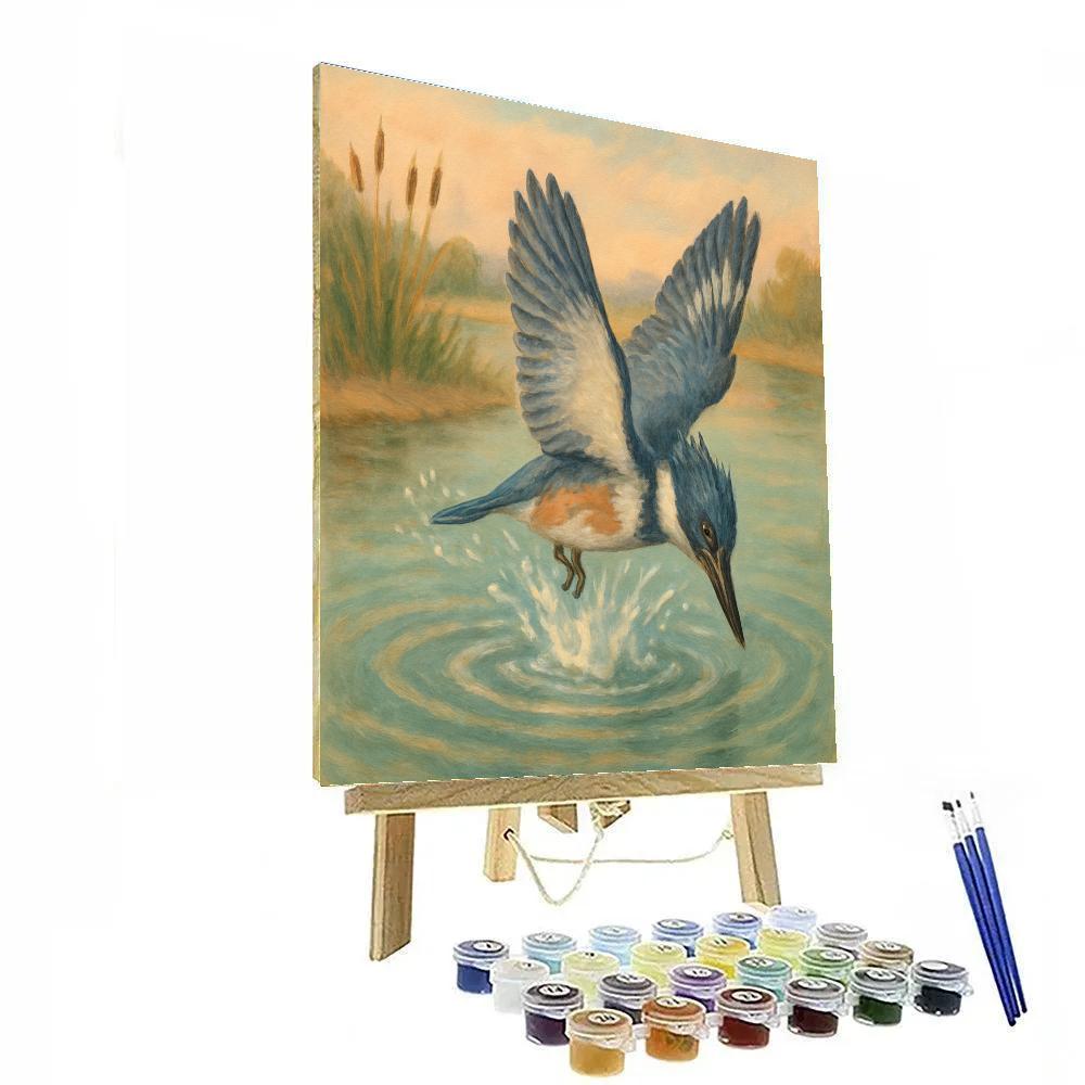 Kingfisher Splash Over The Reed Mirror painting number kit