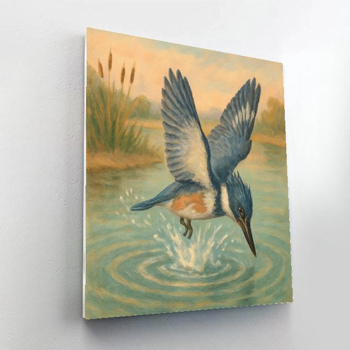 Kingfisher Splash Over The Reed Mirror painting number kit