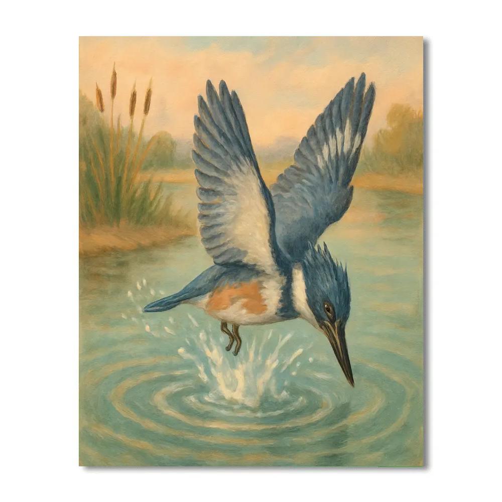 Kingfisher Splash Over The Reed Mirror painting number kit