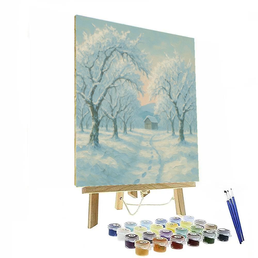 Snow Orchard Morning With Crystal Branches paint by number