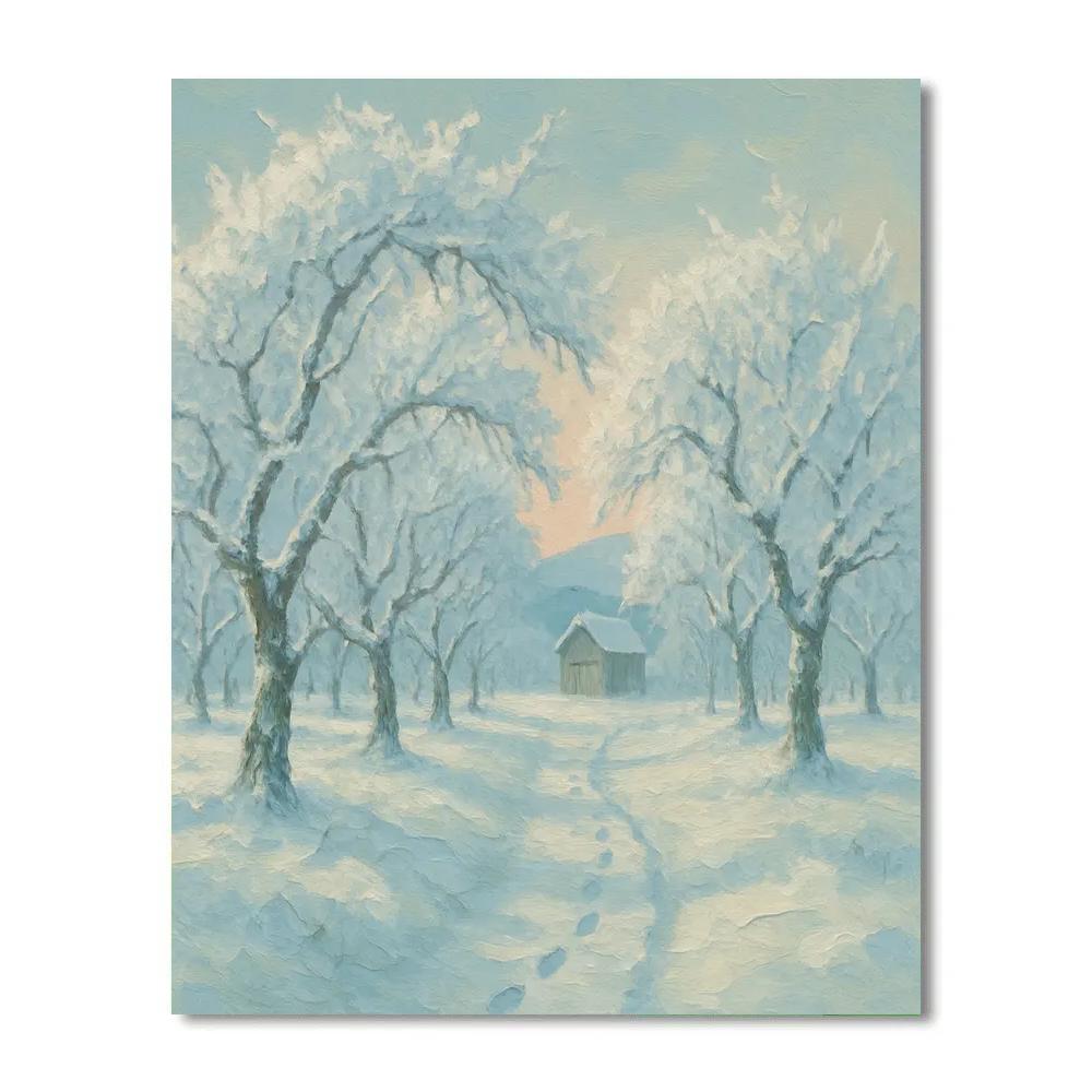 Snow Orchard Morning With Crystal Branches paint by number