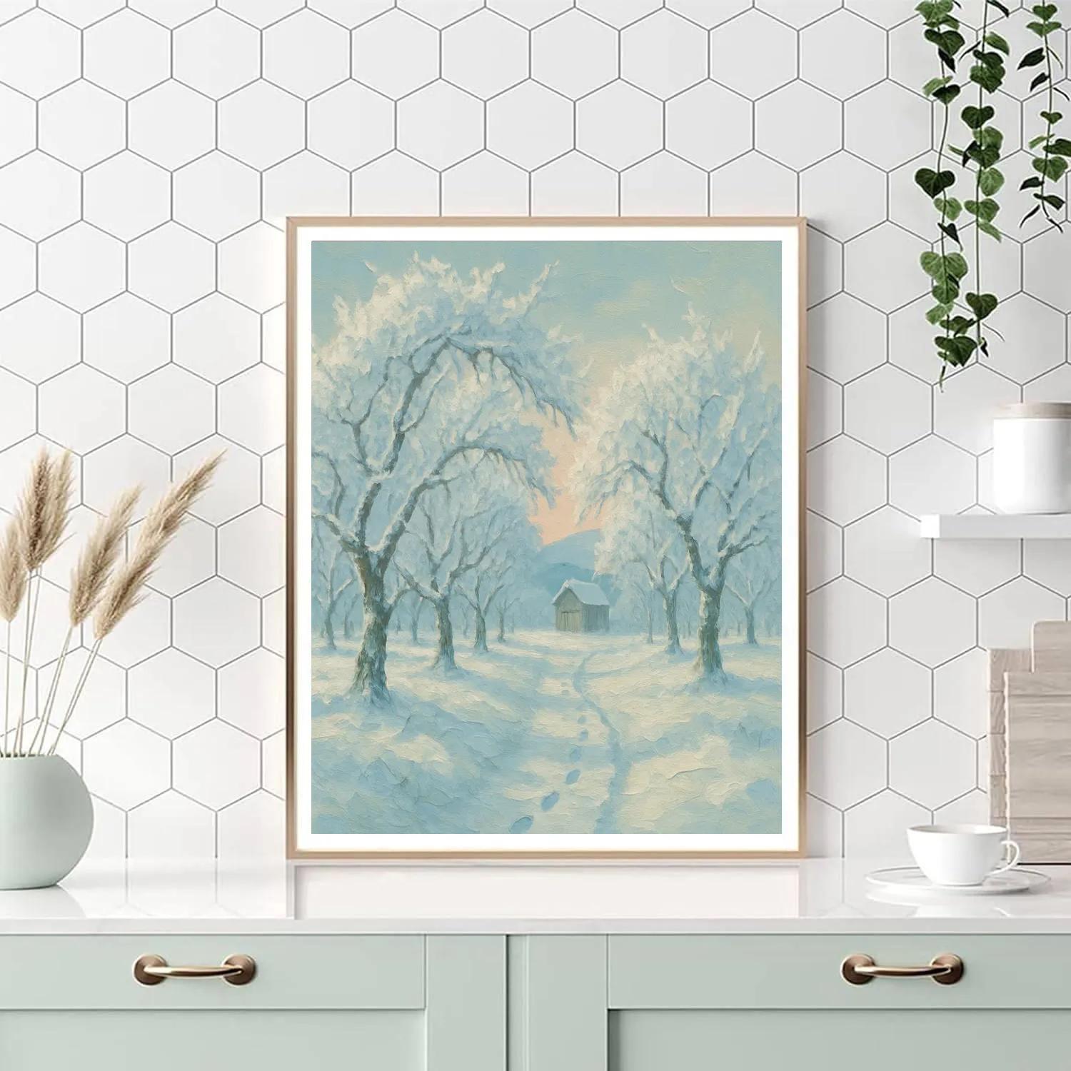 Snow Orchard Morning With Crystal Branches paint by number