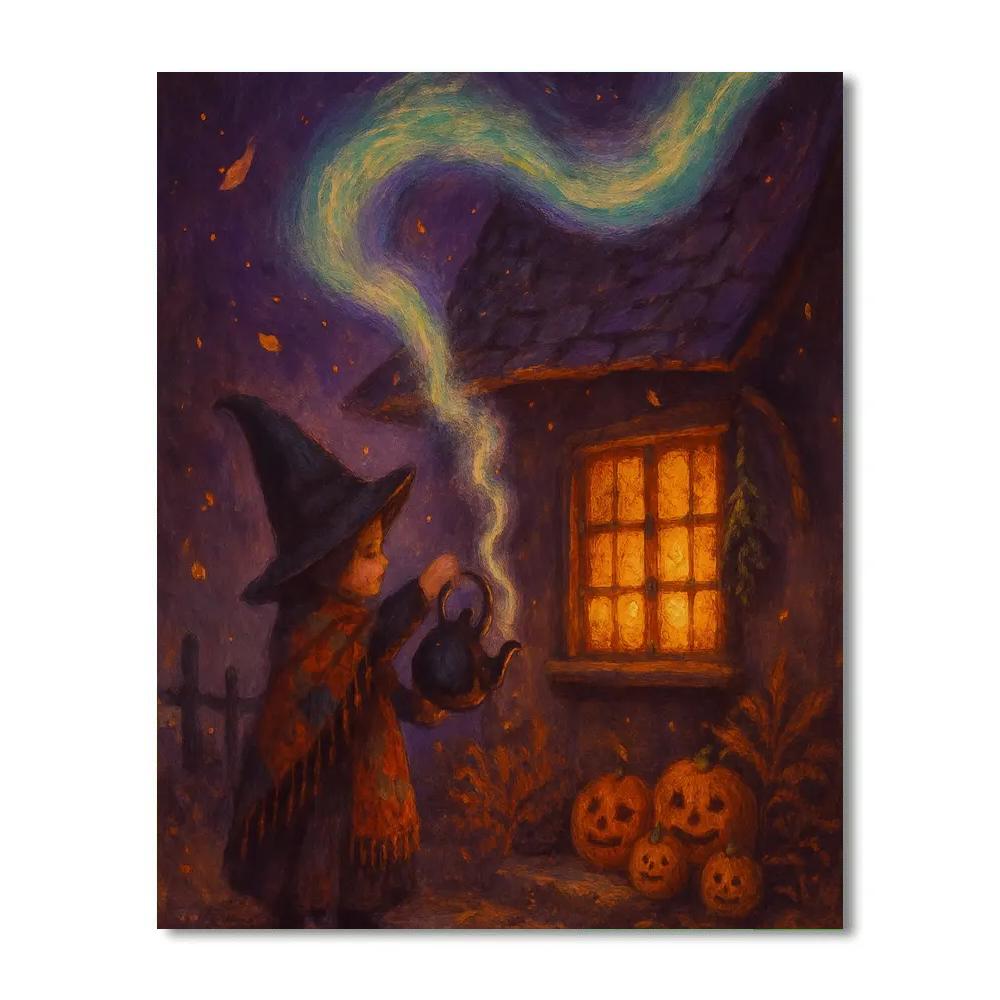 Witch Cottage Tea Kettle Aurora Paint by numbers art