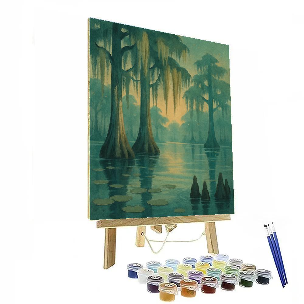 Cypress Marsh With Firefly Drift Painting by numbers kit