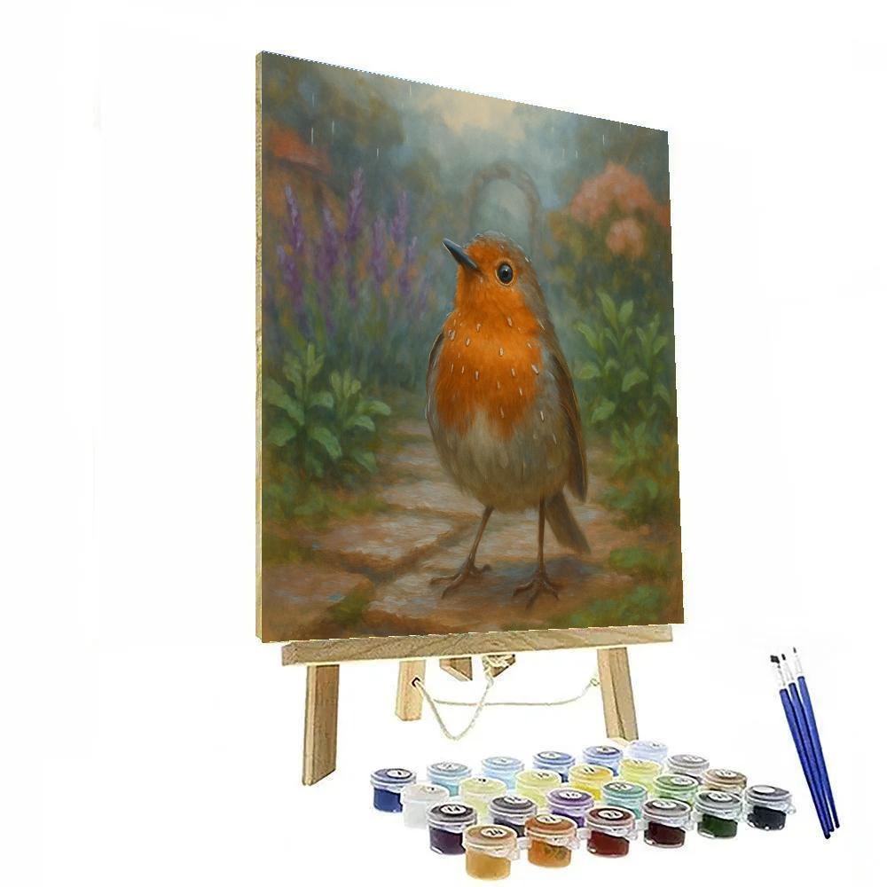 Garden Robin After Rainfall painting number kit