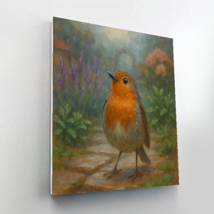 Garden Robin After Rainfall painting number kit