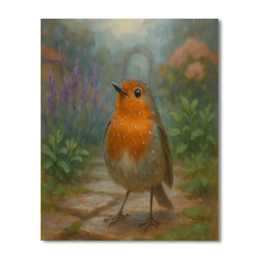 Garden Robin After Rainfall painting number kit