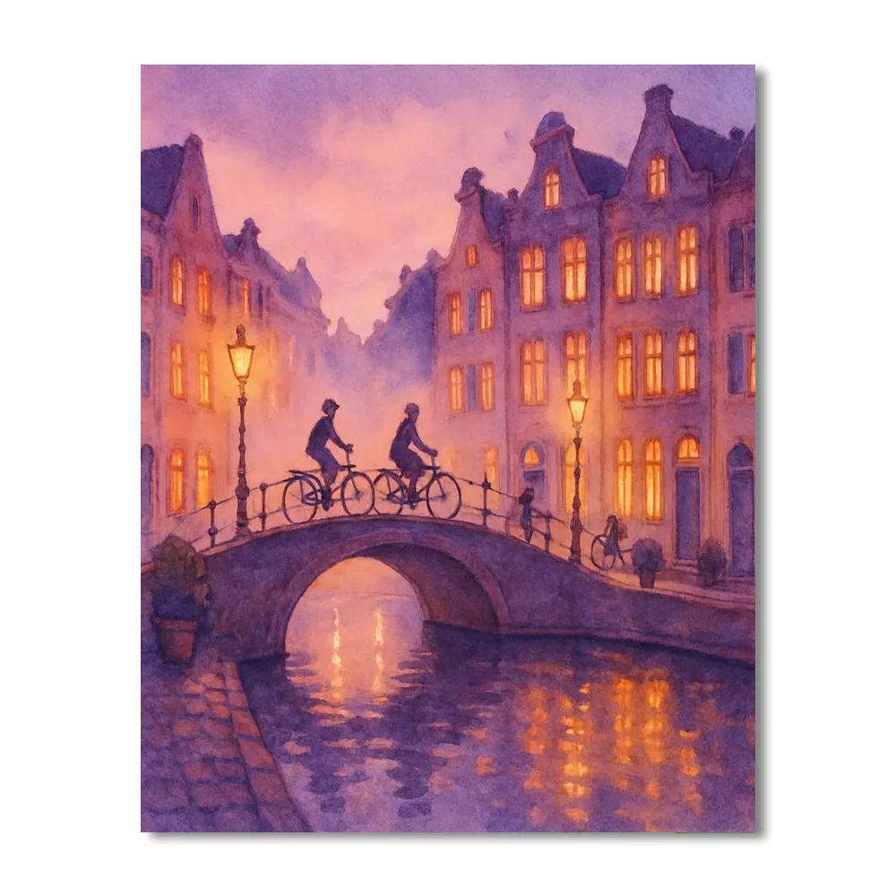 Canal Bridge At Lavender Dusk Numbered painting kits