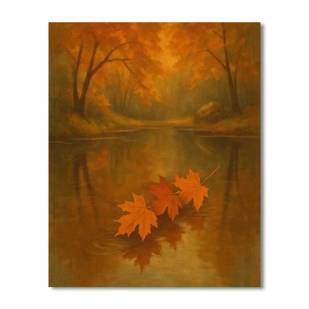 Autumn Maple Drift On Mirror Pond Painting by numbers kit