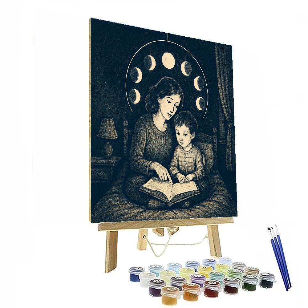 Moon Phase Bedtime Story Circle Number painting