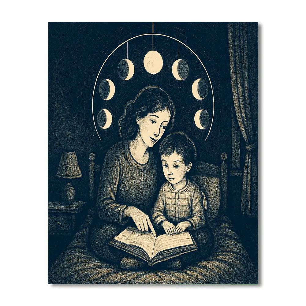 Moon Phase Bedtime Story Circle Number painting