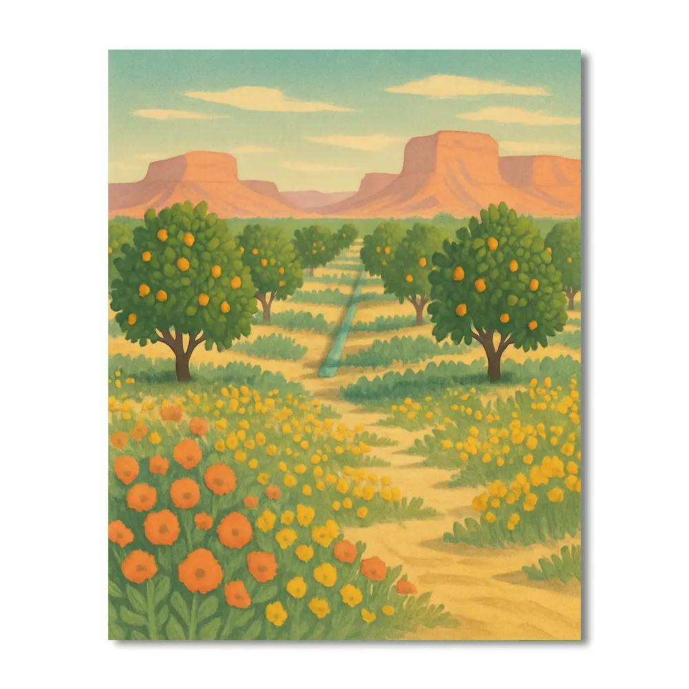 Desert Orchard After A Rare Bloom paint by color