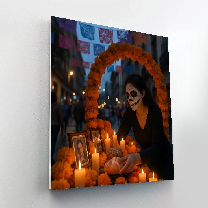 Día De Muertos Cempasuchil Street Ofrenda Mexico City paint by number
