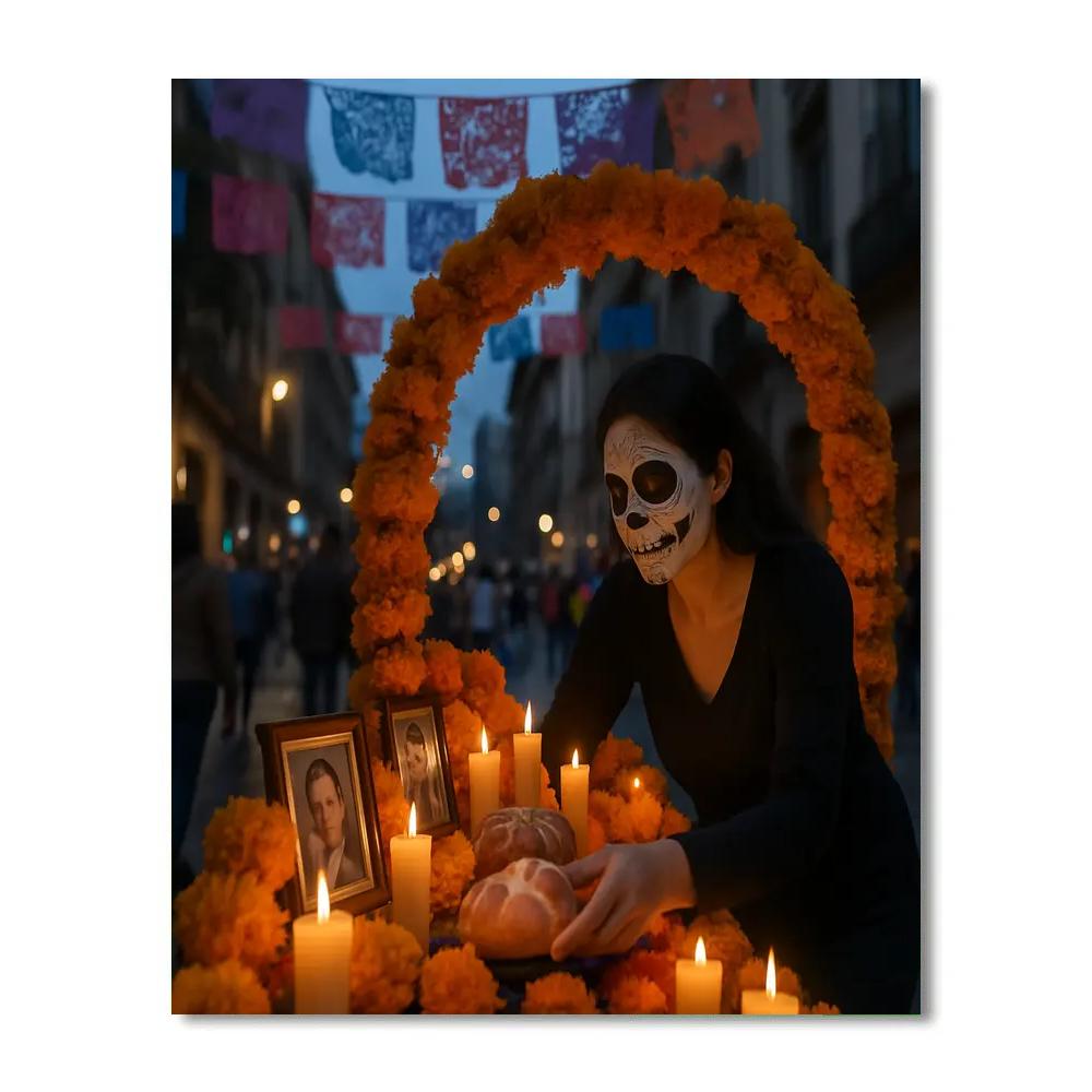 Día De Muertos Cempasuchil Street Ofrenda Mexico City paint by number