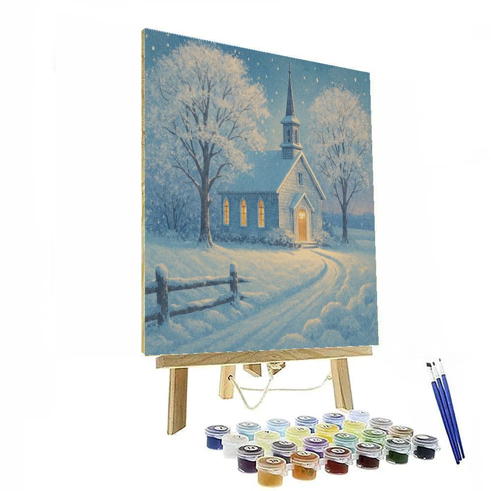 Country Church In A Blue Hour Drift Painting by numbers kit