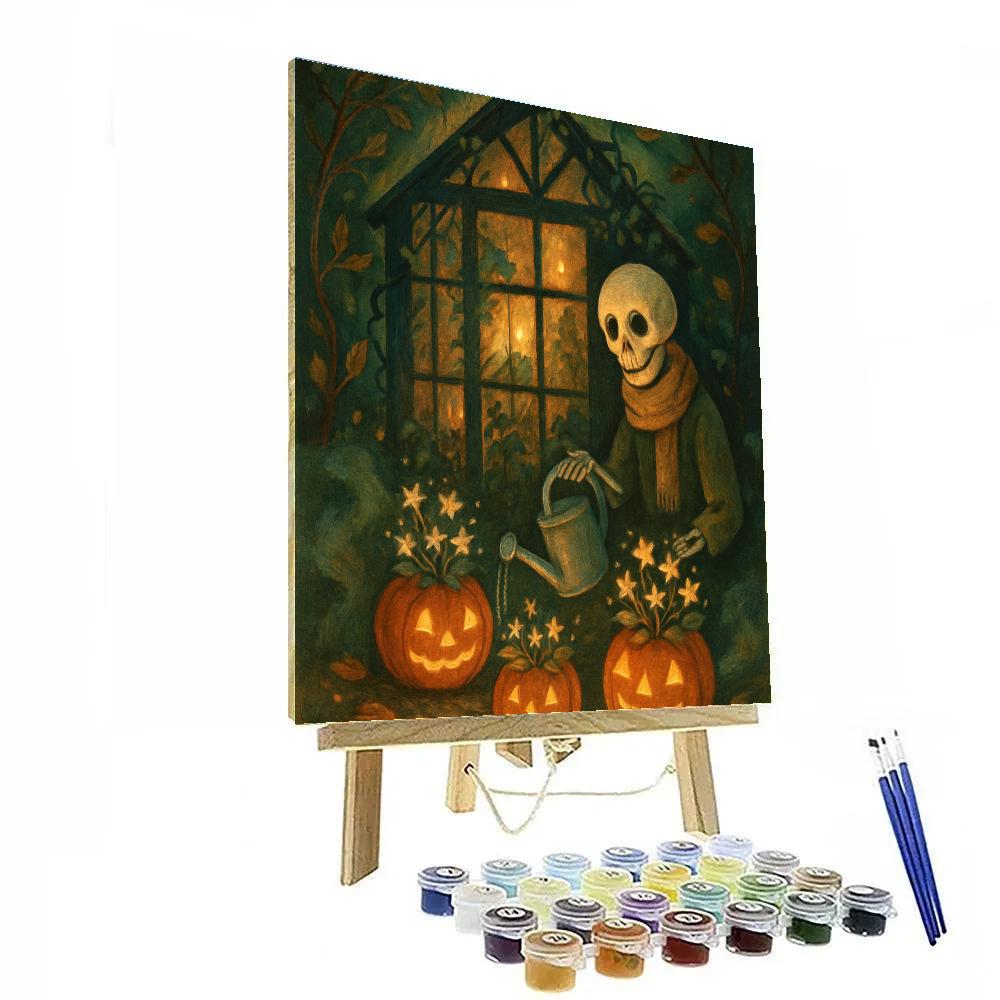 Haunted Greenhouse Candle Bloom Paint by numbers art