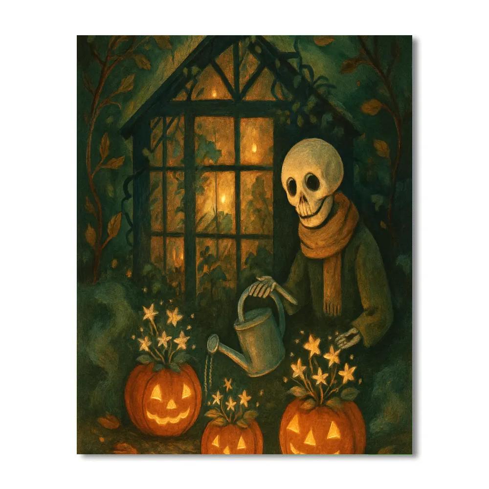 Haunted Greenhouse Candle Bloom Paint by numbers art