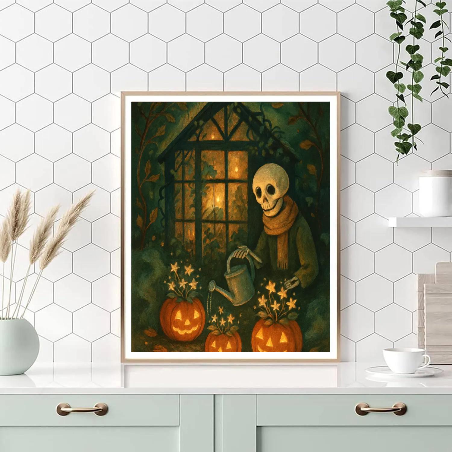 Haunted Greenhouse Candle Bloom Paint by numbers art