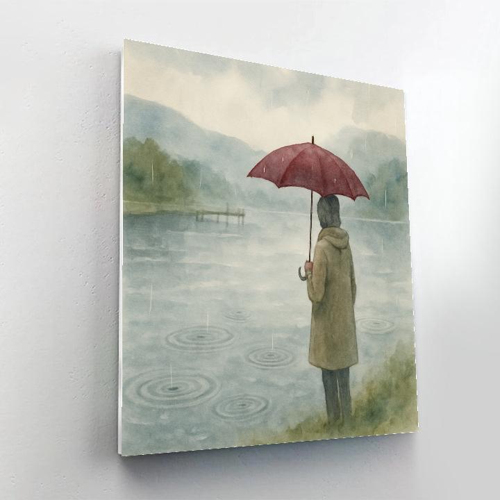 Rainy Lakeshore With Cozy Umbrella Pause Paint by numbers kits