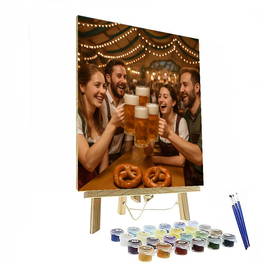 Oktoberfest Beer Tent Munich Evening Painting by numbers kit