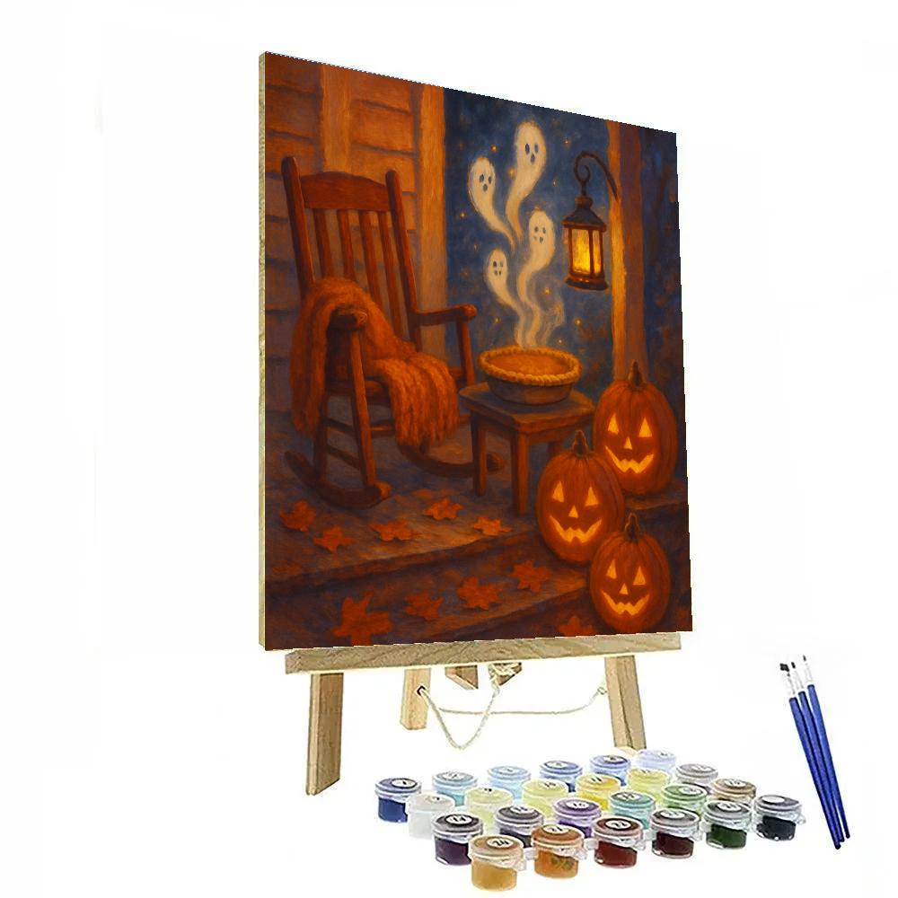 Autumn Porch With Floating Pie Spirits Numbered painting kits