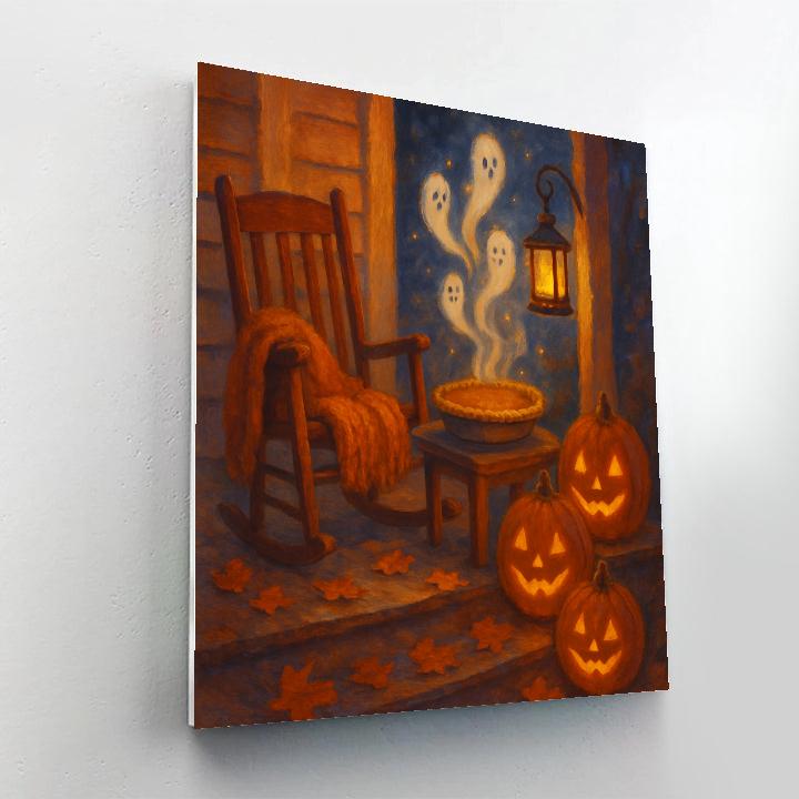 Autumn Porch With Floating Pie Spirits Numbered painting kits