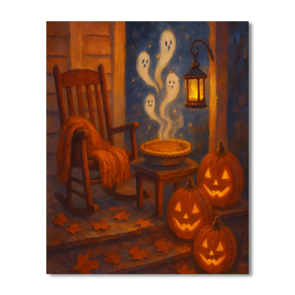 Autumn Porch With Floating Pie Spirits Numbered painting kits