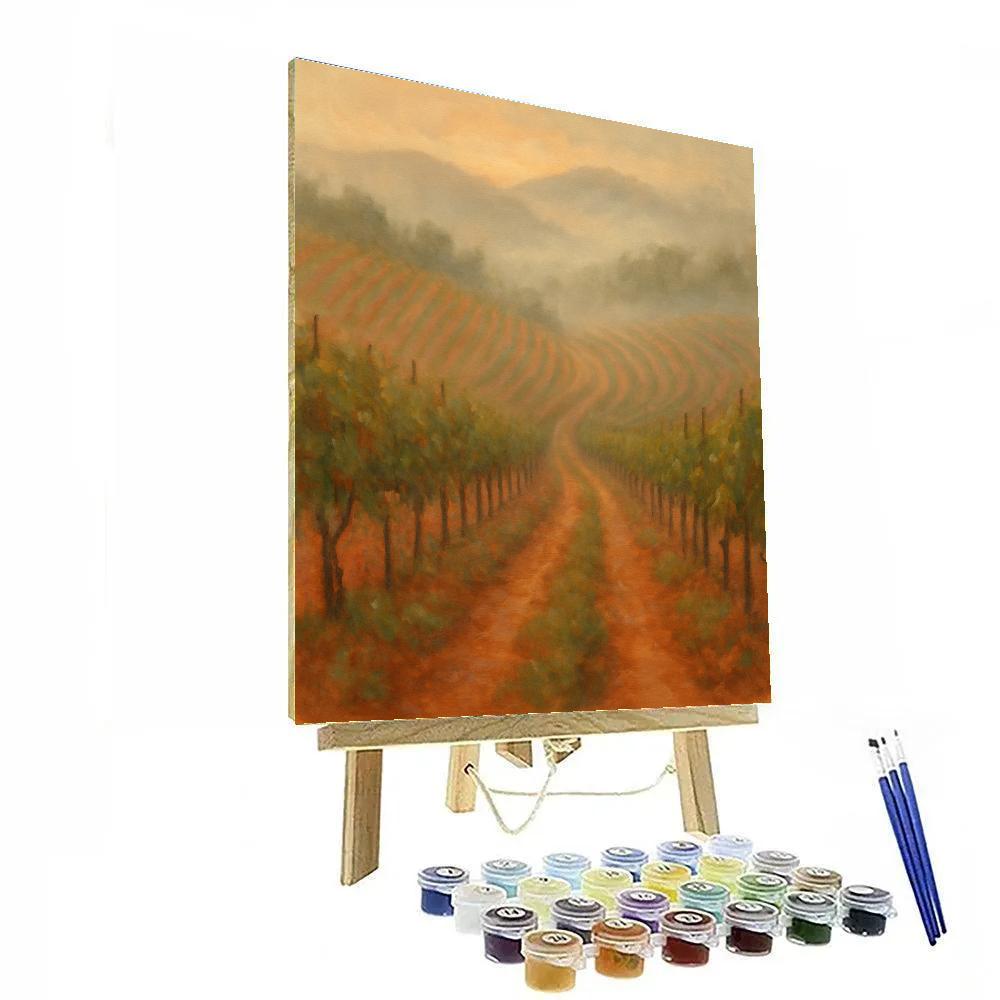 Terracotta Vineyard In Early Fog Paint by numbers art