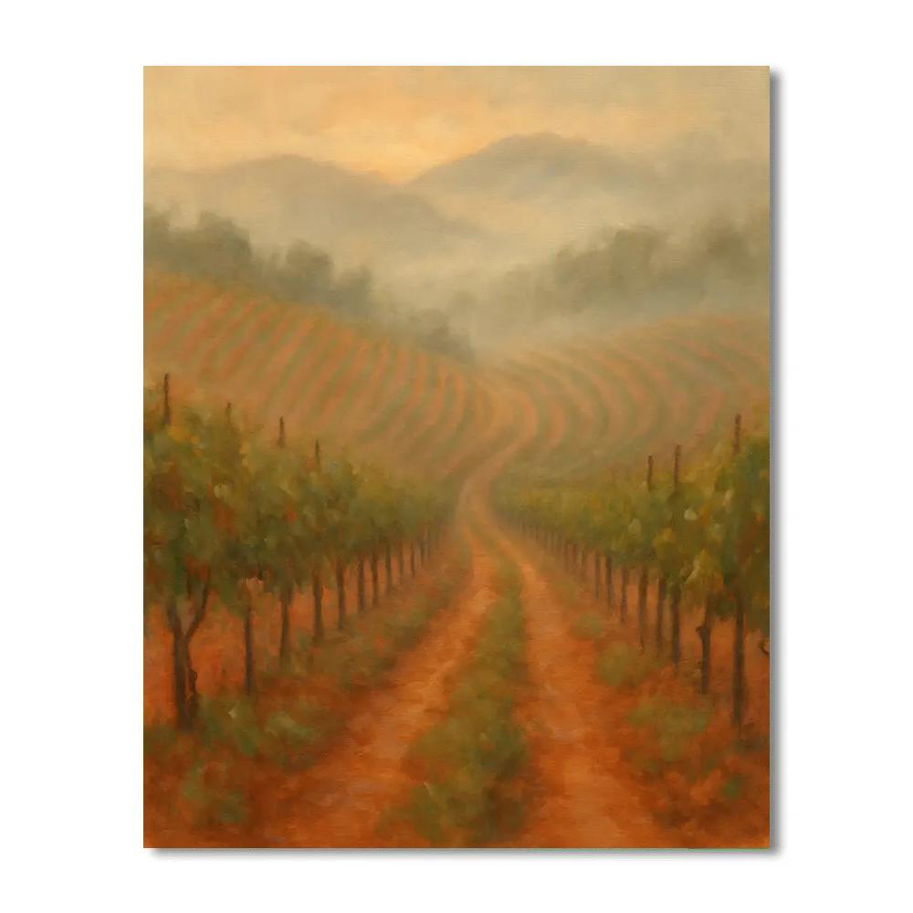 Terracotta Vineyard In Early Fog Paint by numbers art