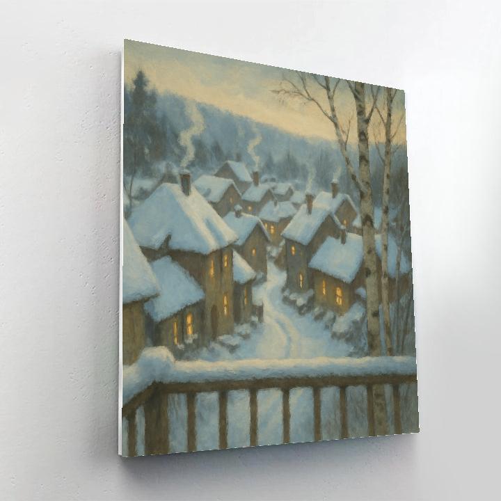 Village Rooftops In Gentle Snowglobe Quiet paint by number