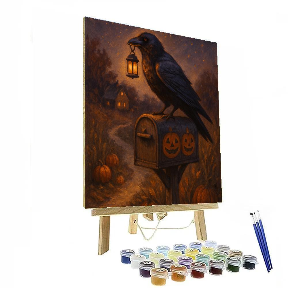 Raven Mailbox Under Starfall Number painting