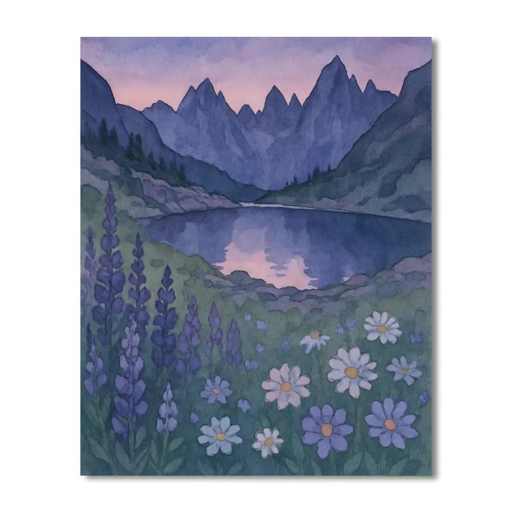 Alpine Wildflower Basin Under Twilight DIY paint by numbers
