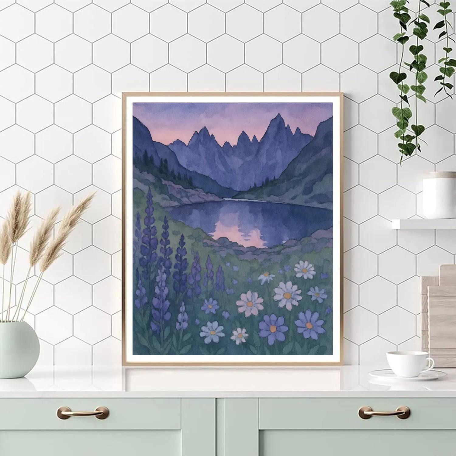 Alpine Wildflower Basin Under Twilight DIY paint by numbers
