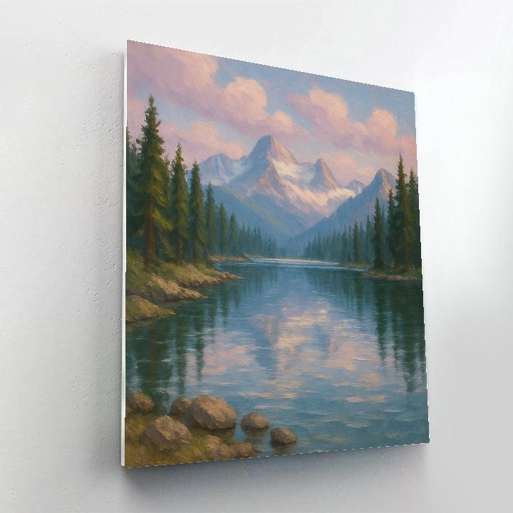 Alpine Lake Under Soft Lavender Clouds Numbered painting kits