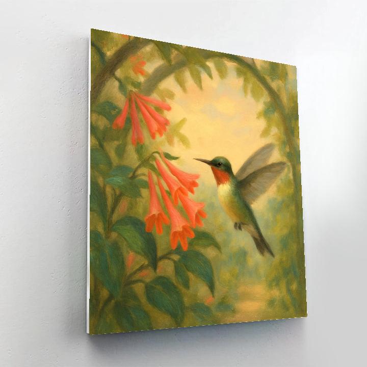 Hummingbird At The Coral Honeysuckle Arch Numbered painting kits