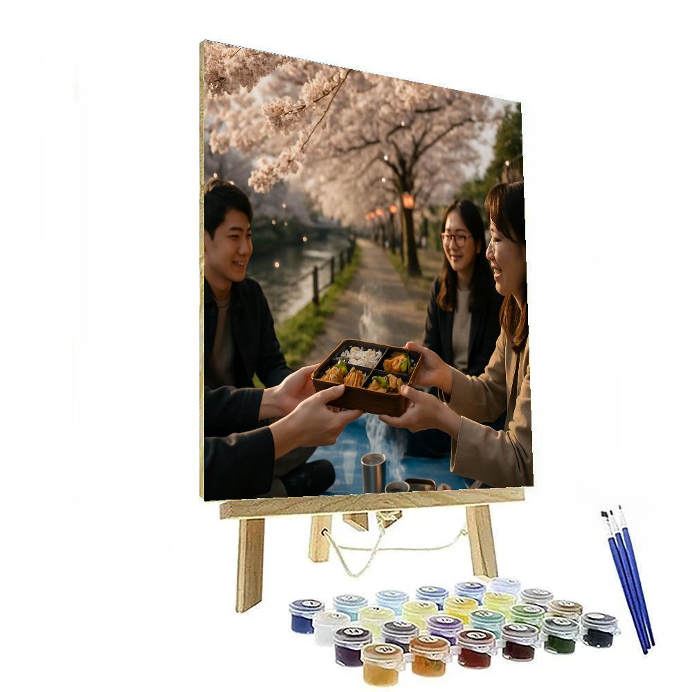 Hanami Picnic Under Sakura Tokyo Riverside Number painting