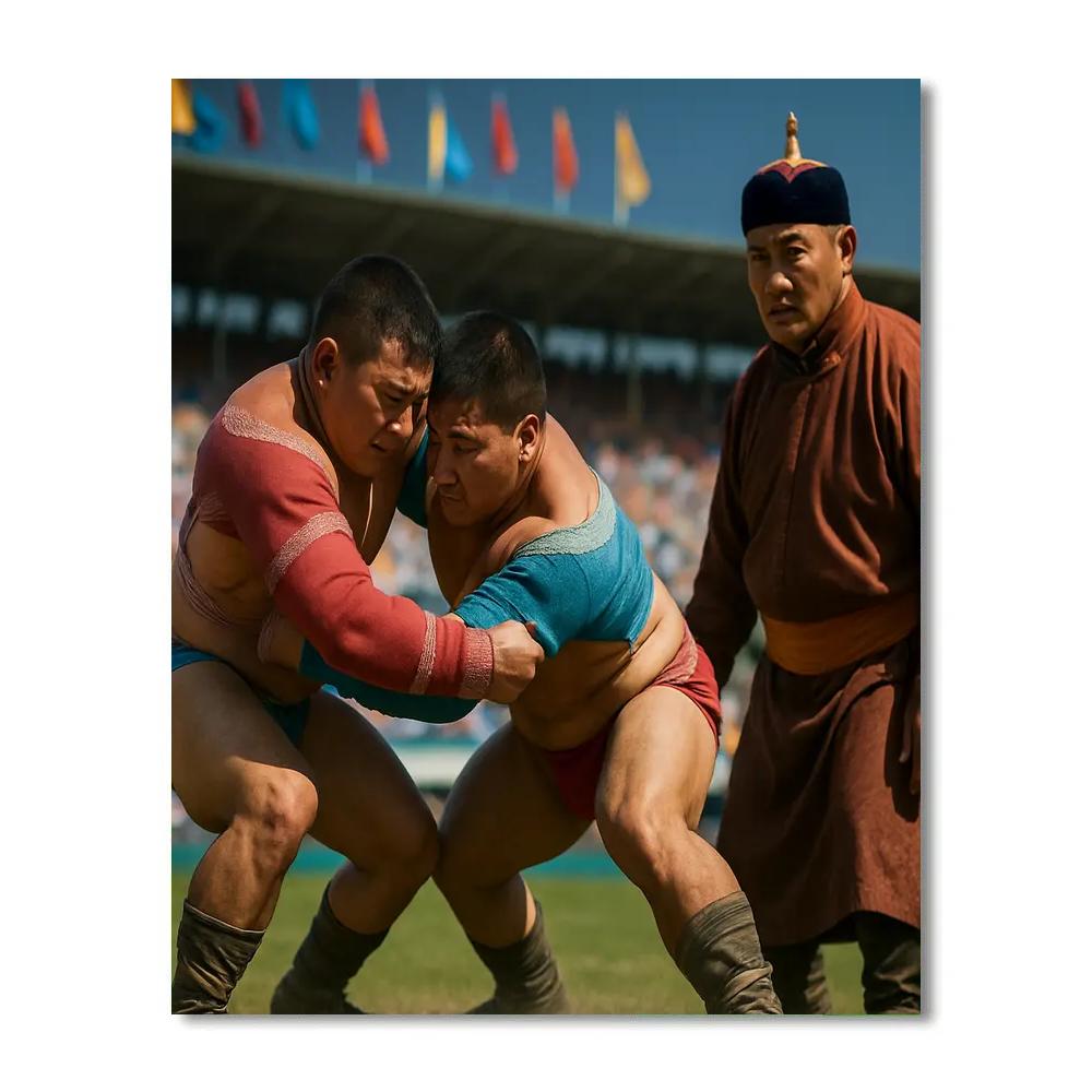 Naadam Festival Mongolian Wrestling Ulaanbaatar Stadium paint by numbers