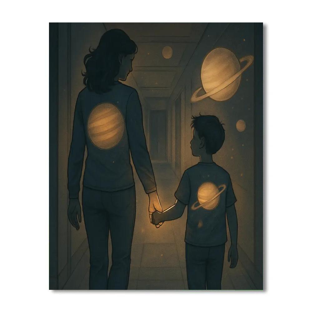 Planetarium Hand Holding Walk Painting by numbers kit