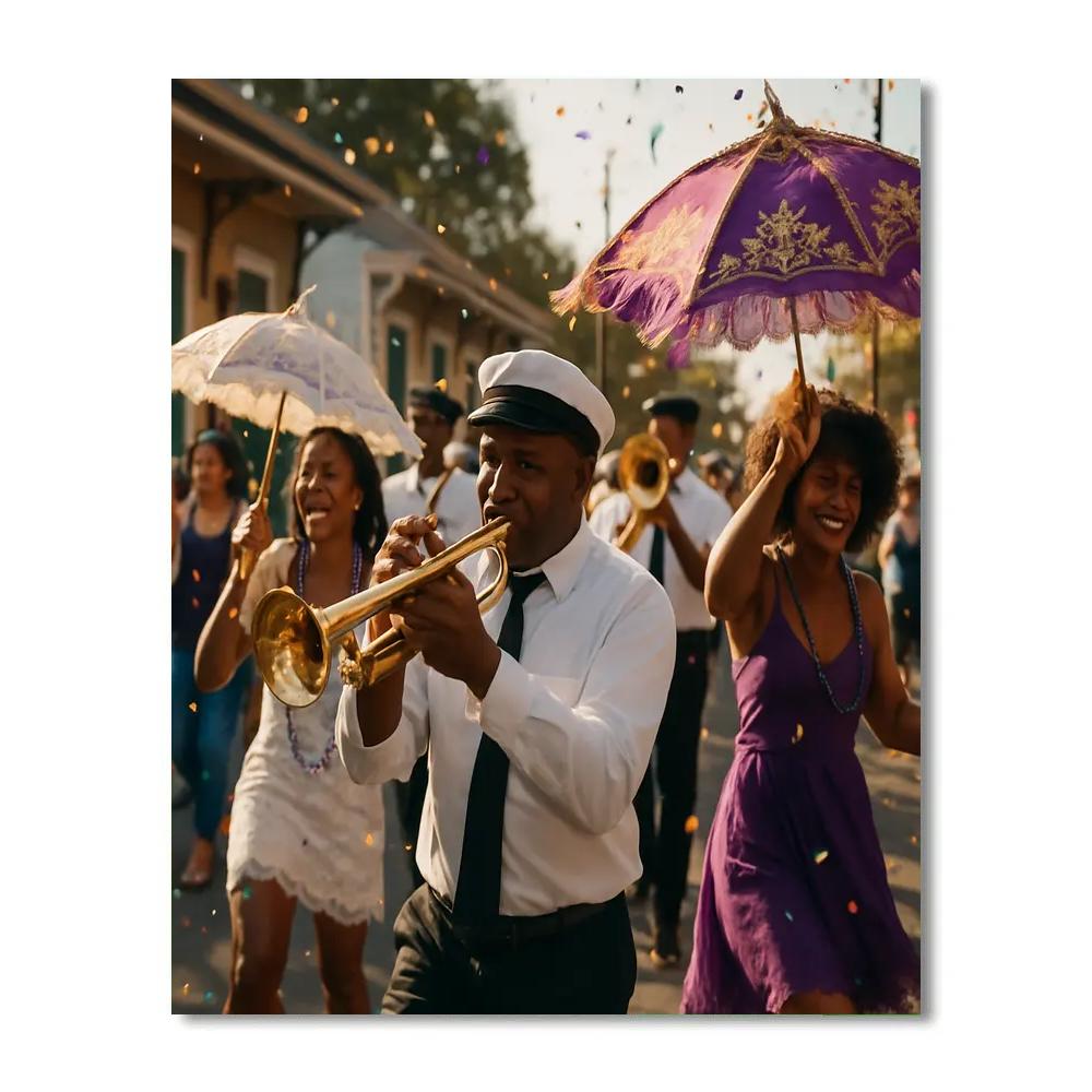 Mardi Gras Second Line New Orleans Afternoon Paint by numbers art