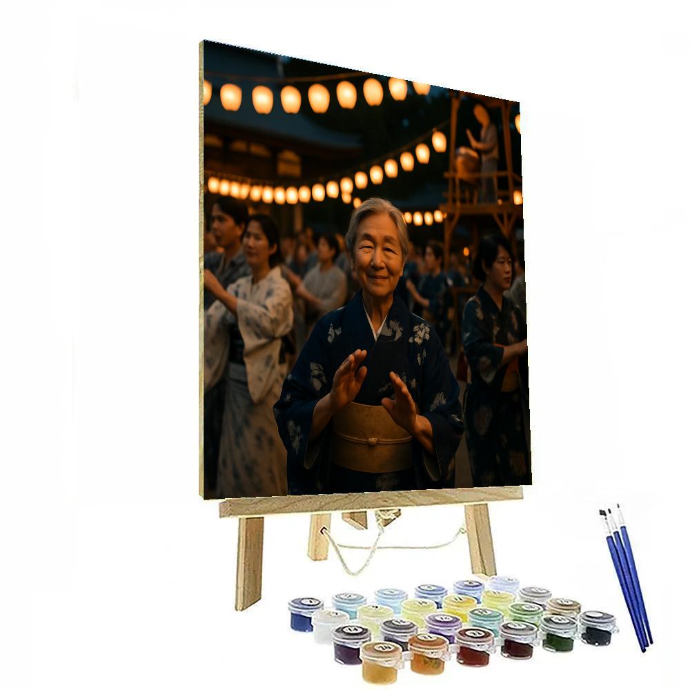 Obon Bon Odori Dance Kyoto Temple Courtyard DIY paint by numbers
