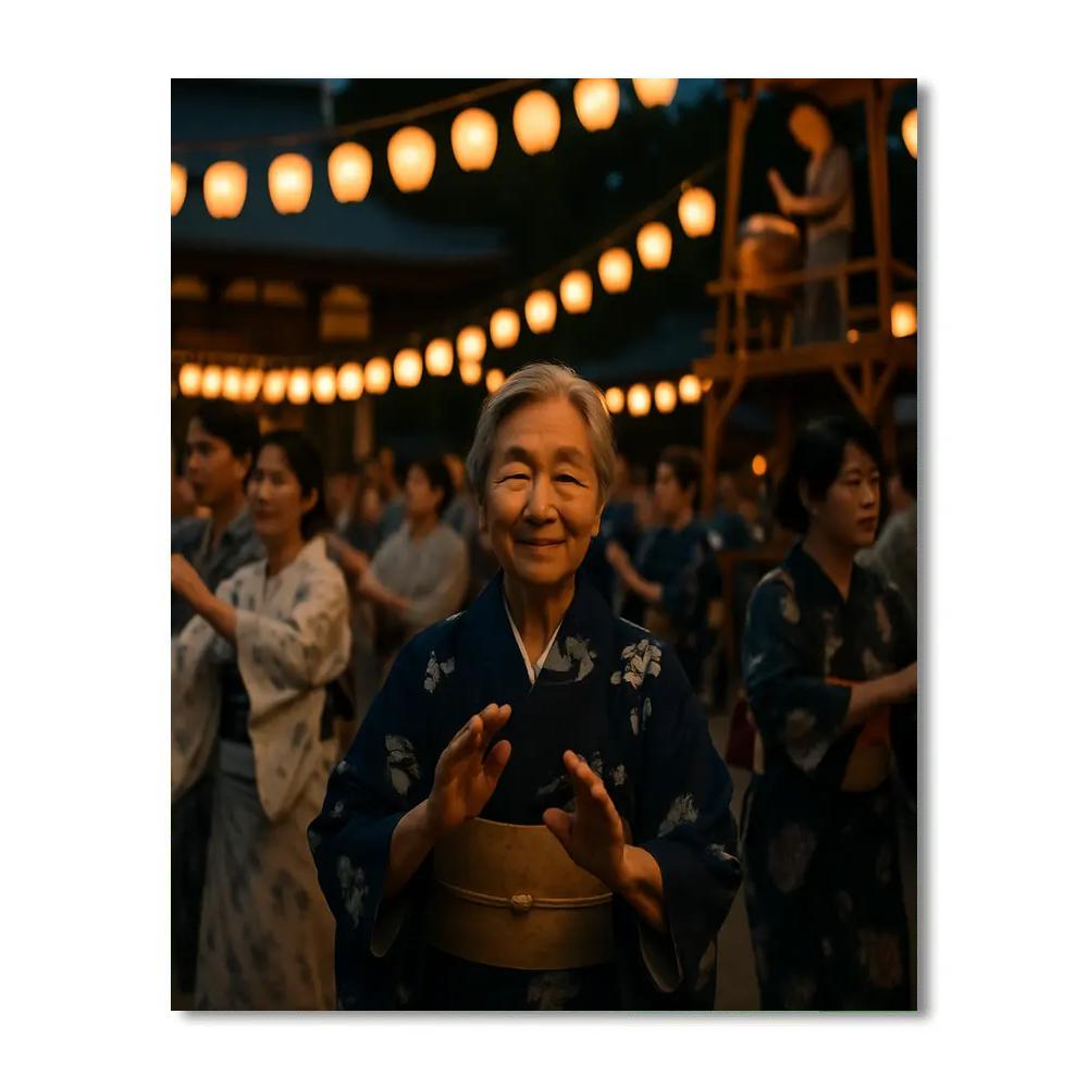 Obon Bon Odori Dance Kyoto Temple Courtyard DIY paint by numbers