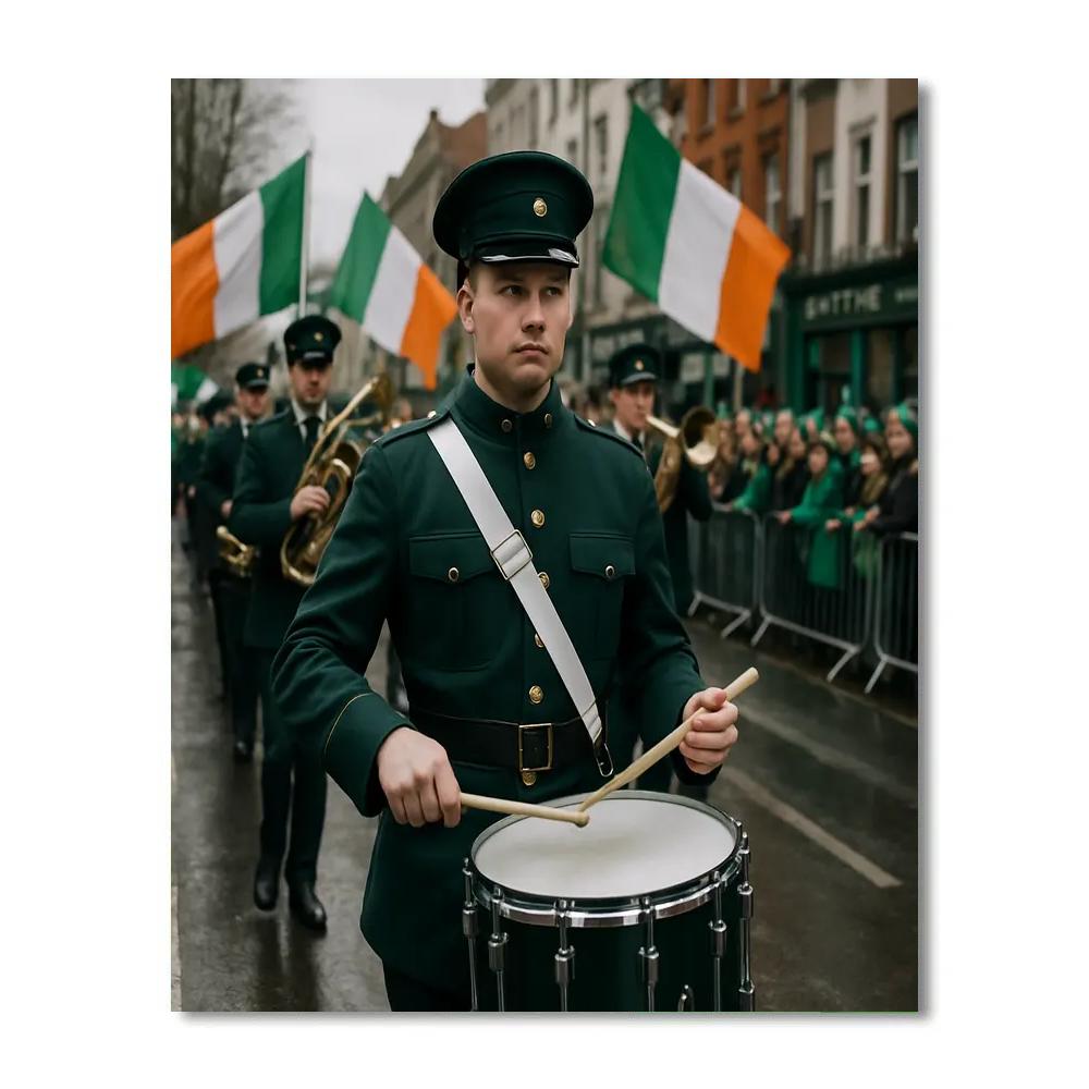 St Patrick Day Parade Dublin City Center paint by color